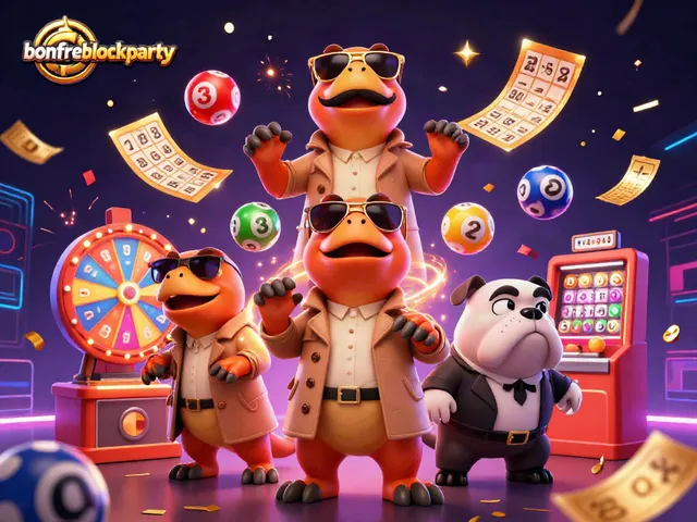 Engage with the excitement of bonfireblockparty as raptors attempt to enter a VIP casino lounge under confetti.